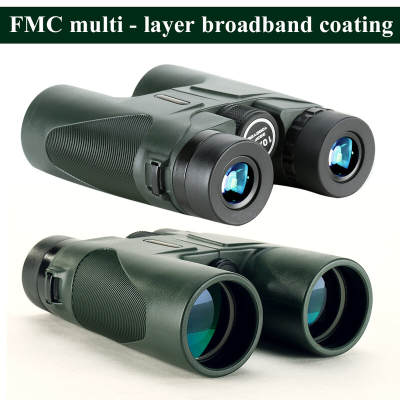 Binoculares profesionales para caza HD 10x42 tipo militar zoom telescópico visión de alta calidad ocular sin infrarrojos color verde USCAMEL