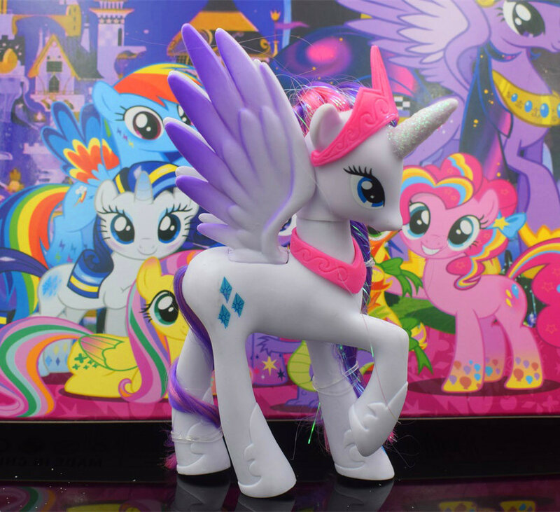 Figuras de acción de Pvc de 14cm para niñas, Mini caballo de la princesa Celestia Luna, tablero de arco iris, unicornio, Pony, juguete de colección