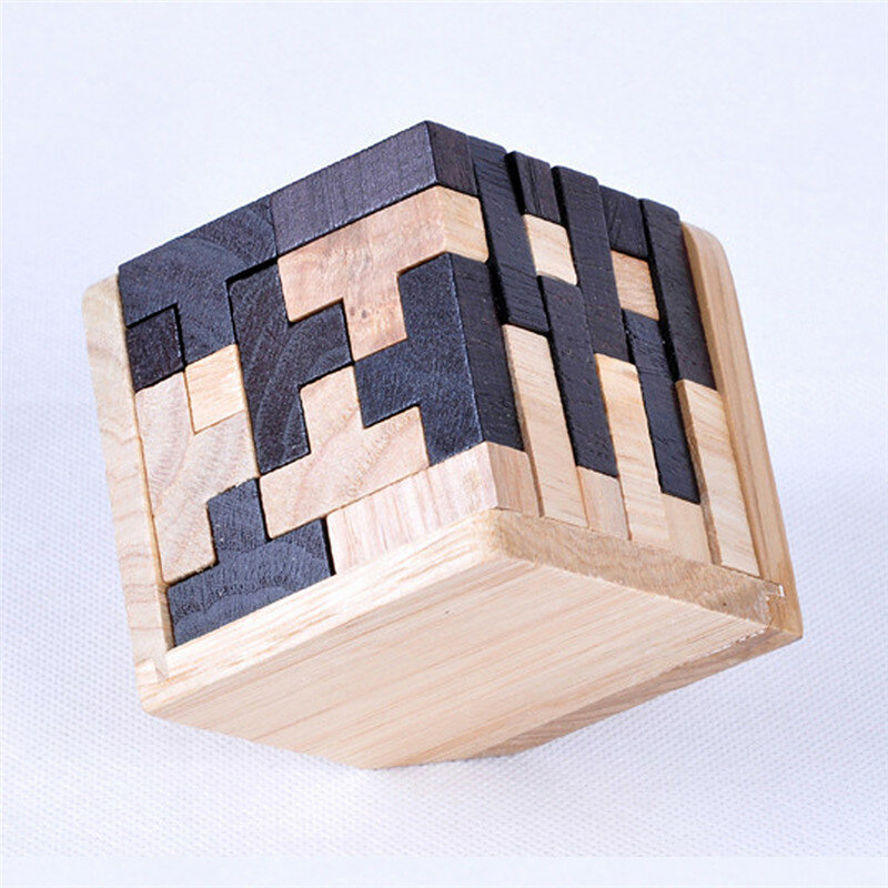 3D Holz Puzzle Frühen Lernen Pädagogisches Spielzeug Kinder IQ Gehirn Teaser Verriegelung Cube Montessori Spielzeug für Kinder Entwicklung