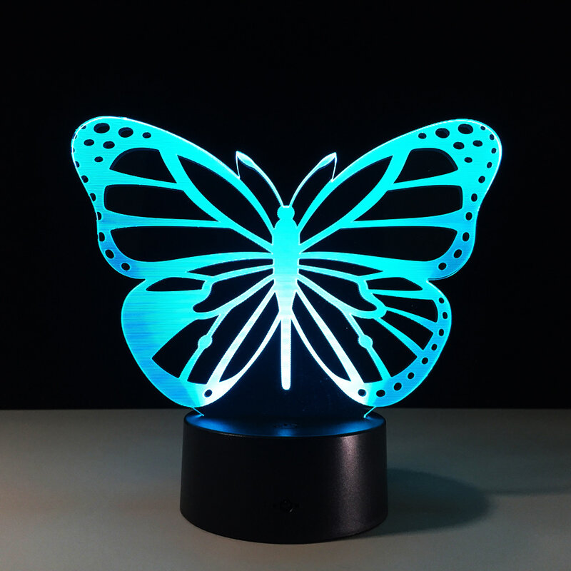 Borboleta 3d night light led candeeiro de mesa usb 7 cores sensor lâmpada para casa decoracion