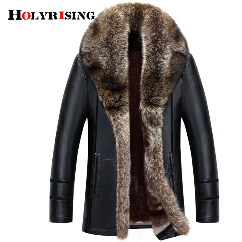 Men Real animal Fur Coat jaqueta de couro chaqueta cuero hombre men Faux leather jacket men winter thick jacket 18295-5