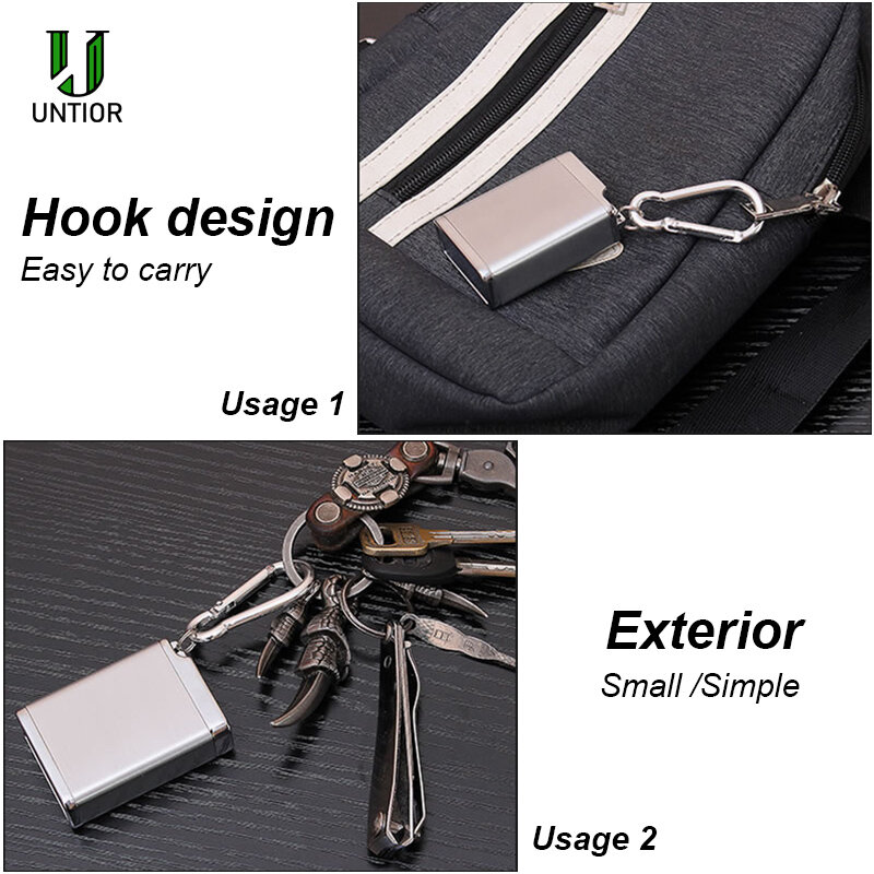 UNTIOR Mini Tragbare Aschenbecher Zigarette Keychain Outdoor Use Taschen Rauchen Rauchen Asche Tablett mit Deckel Schlüssel Kette für Reisen
