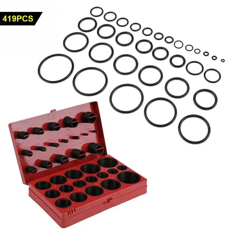419Pcs Rubber O Ring Kit Afdichting Pakking Universele Rubber O-Ring Assortiment Set R01-R32 Oring Kit 32 Maten rubber Voeten Kit