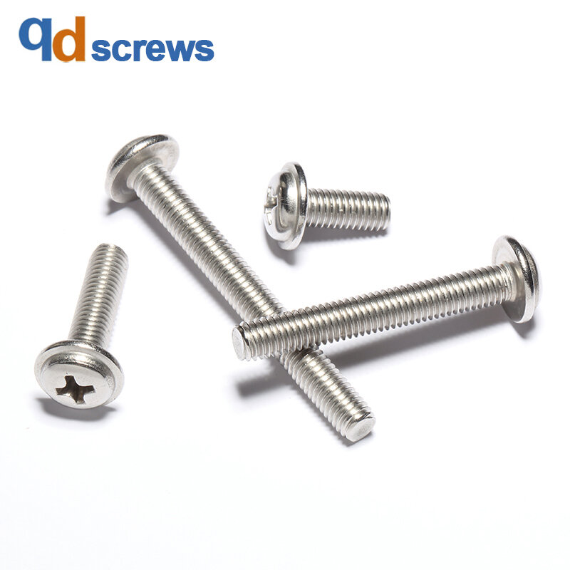 304 M2.5M3M4M5 stainless steel Phillip cross round head with gasket cushion screw DIN967