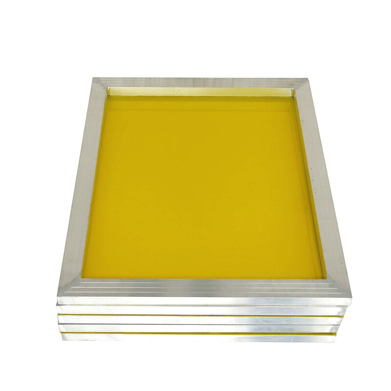 Bingkai Cetak Layar 43*31Cm Aluminium Dibentangkan dengan Jala Kuning Poliester Cetak Sutra 120T Putih untuk Papan Sirkuit Cetak