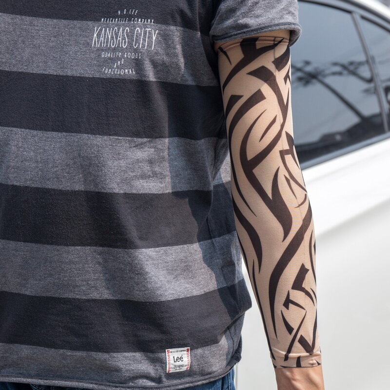BỘ 5 mới hỗn hợp 100% Nylon thun Giả tạm thời Ống tay áo thiết kế thân Cánh Tay cổ tatoo thoáng mát cho nam nữ miễn phí vận chuyển