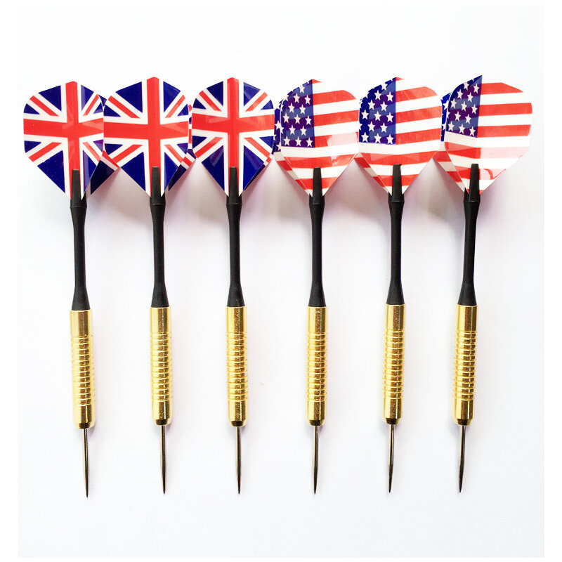 Conjunto de flechas e dardos de ponta de aço, 6 peças, profissional com dois tipos de bandeira, padrão, pontas, agulhas, dardos