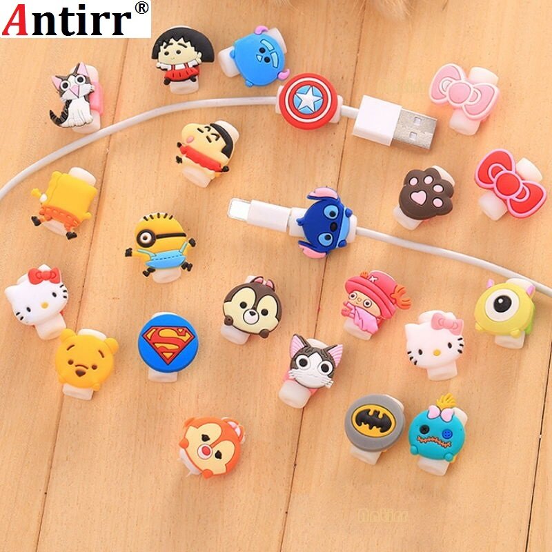 Lovely Cartoon Charger Cable Winder Protective Case Saver 8 Pin Data line Protector Earphone Cord Protection Sleeve Wire Cover