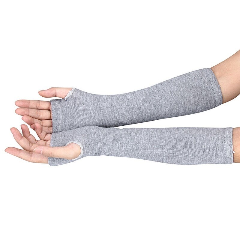 New Arrival Lady Stretchy Soft Knitted Wrist Arm Warmer Long Sleeve Fingerless Gloves Striped Winter Autumn Warm Elbow Mittens
