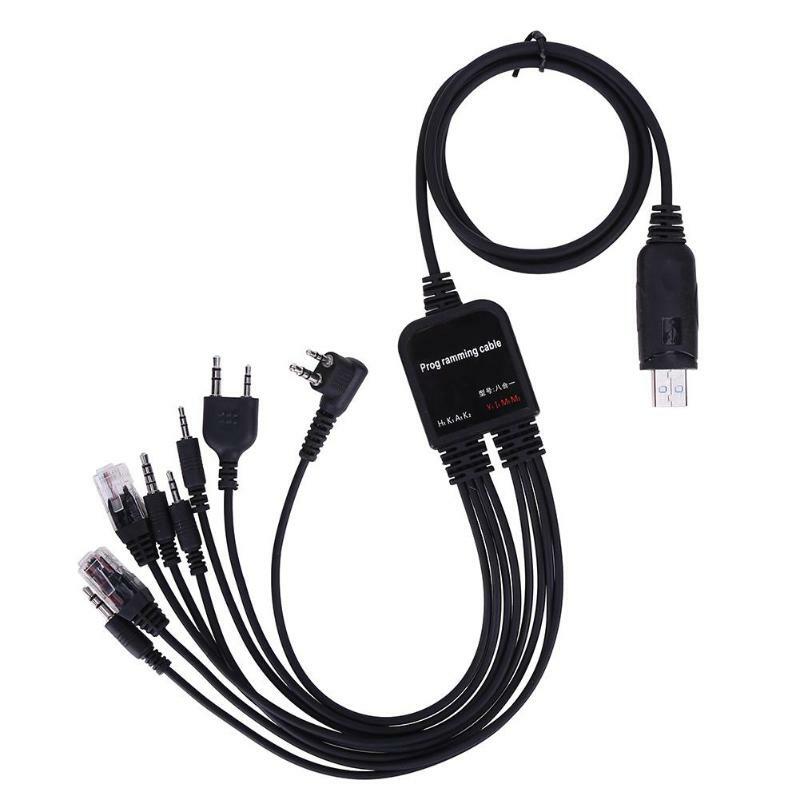 Kabel Pemrograman USB 8 In 1 untuk Radio Genggam Baofeng untuk MOTOROLA AXU4100 Kenwood TYT QYT Radio Ganda