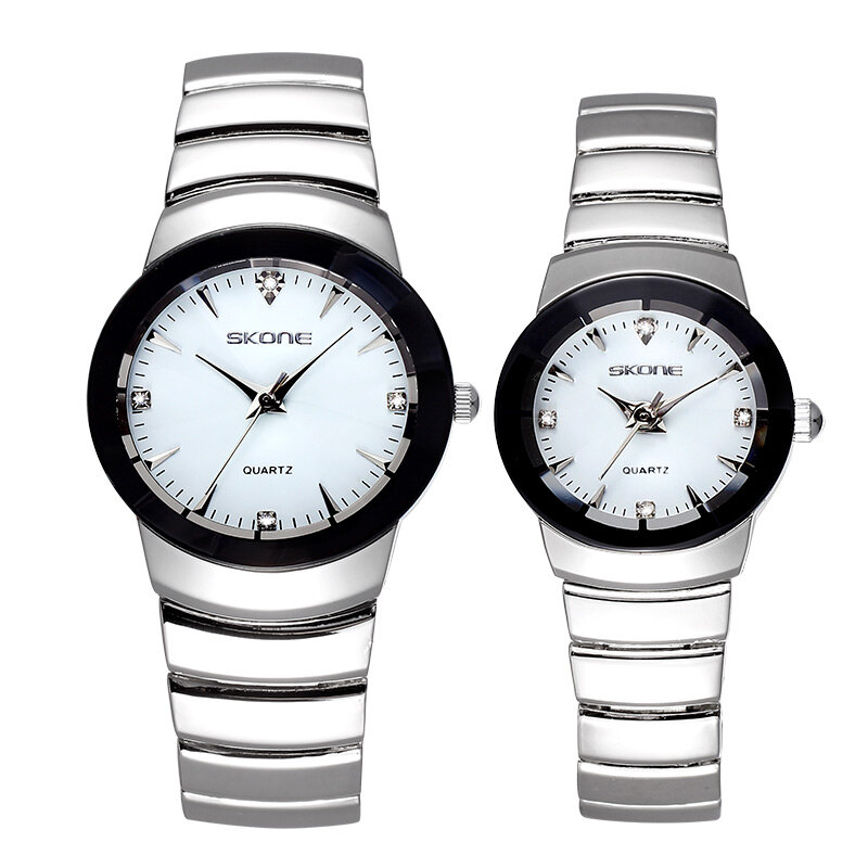 2019New Silver Acero inoxidable reloj diamante esfera de cristal para mujer moda y ocio pareja reloj de cuarzo RelogioFeminino