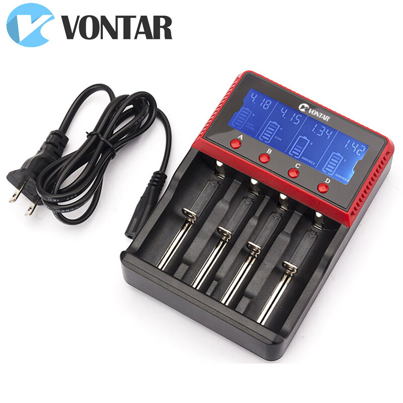 VONTAR – chargeur de batterie USB intelligent avec écran LCD, pour batterie au lithium 26650 18650 18500 18350 17670 16340 14500 10440, 3.7V