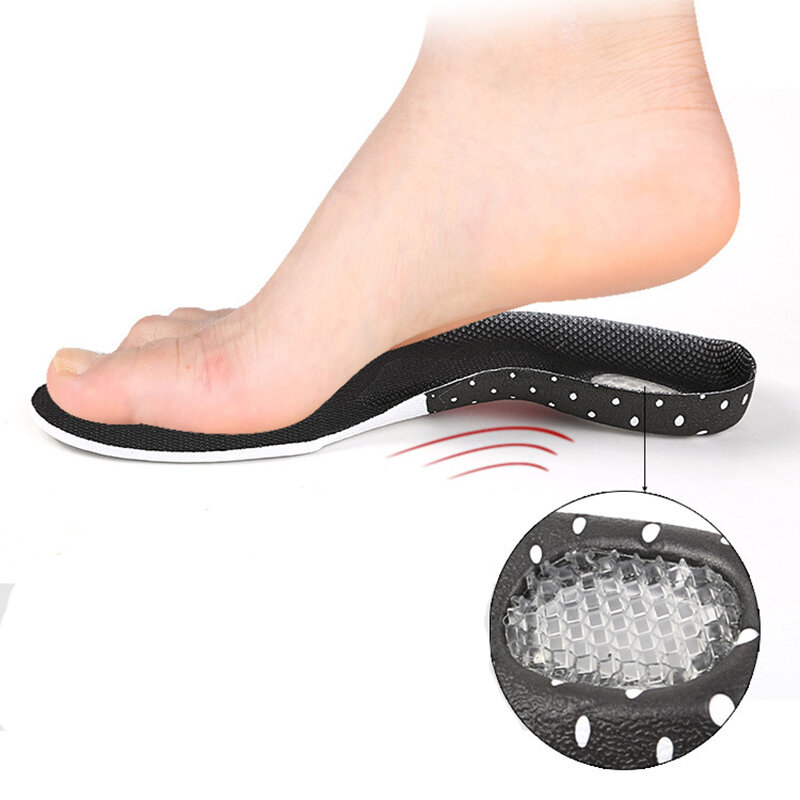 Palmilha de arco com luz unissex, palmilha de silicone absorvente de choque para sapatos, antiderrapante