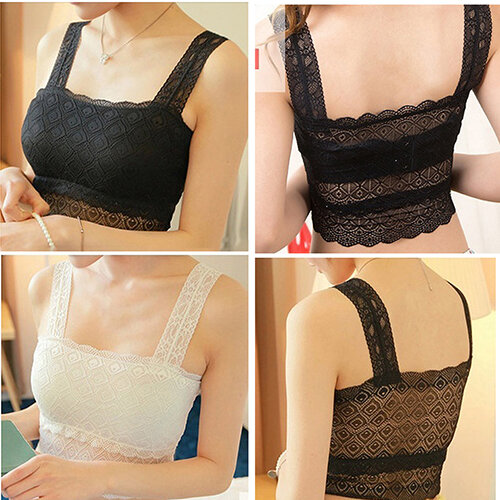 Women's Sexy Stretchy Strap Lace Top Bandeau Bra Crop Summer Bustier Camisole 09WG
