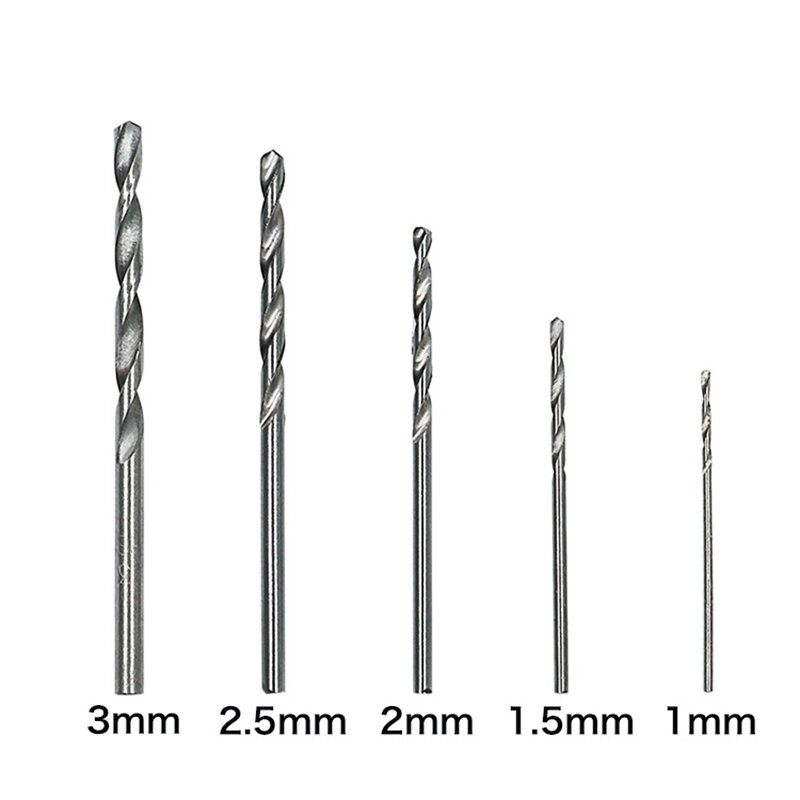 Brocas de aço de alta velocidade hss 4241, 50 peças, conjunto de ferramenta 1mm 1.5mm 2mm 2.5mm 3mm, 10 peças de cada tamanho