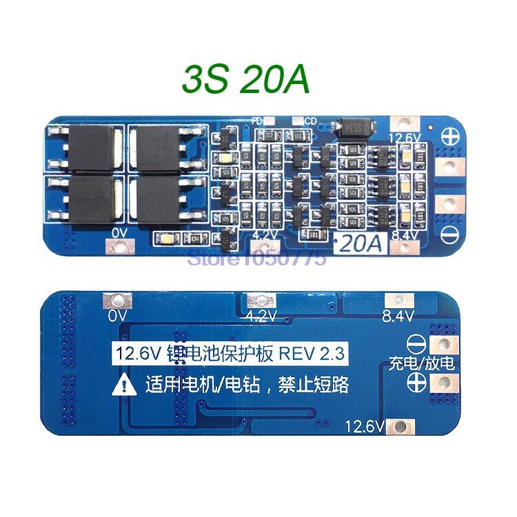 3 S 20A Li-Ion Lithium-Batterie PCB Schutz Bord BMS Könnte Stick Bohrer (Standard Version)