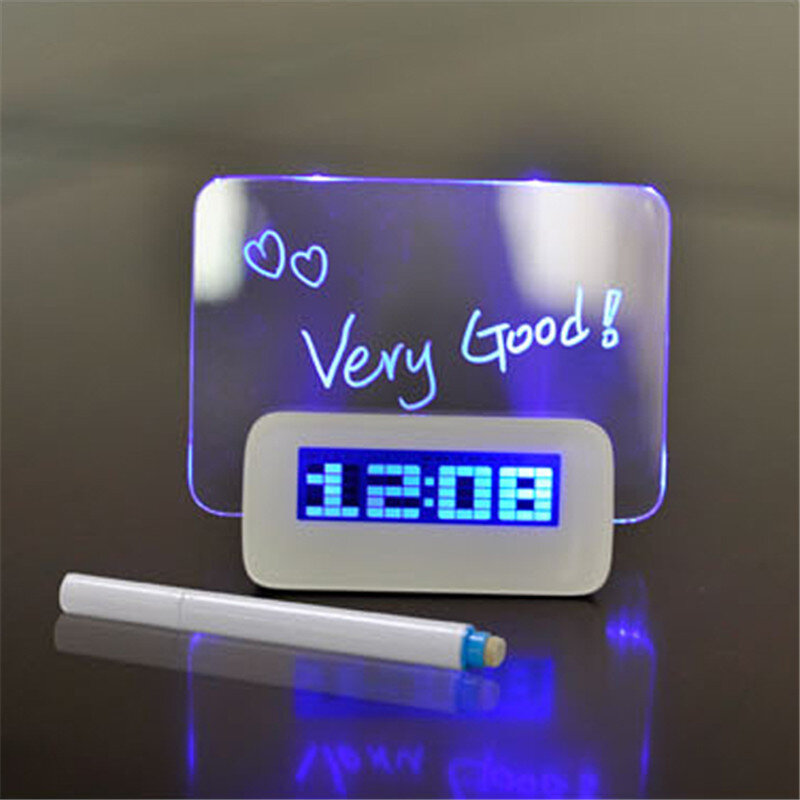 Digital Wecker LED Despertador Fluoreszierende mit Nachricht Bord USB 4 Port Hub Schreibtisch Tisch Uhr Mit Kalender Blau Für hause