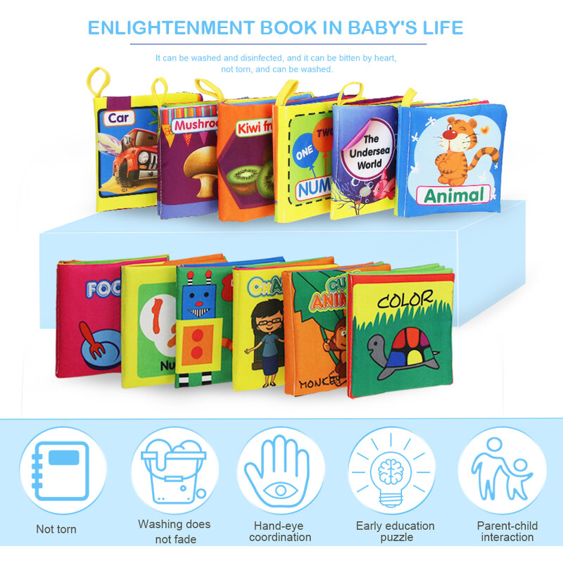 Zachte Doek Boeken Geritsel Geluid Baby Baby Rustig Boeken Educatief Kinderwagen Rammelaar Speelgoed Voor Pasgeboren Baby 0-12 maand