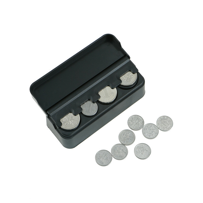 Boîte de rangement noir pour pièces de monnaie, intérieur de voiture, boîte de rangement en plastique pour pièces de monnaie Euro