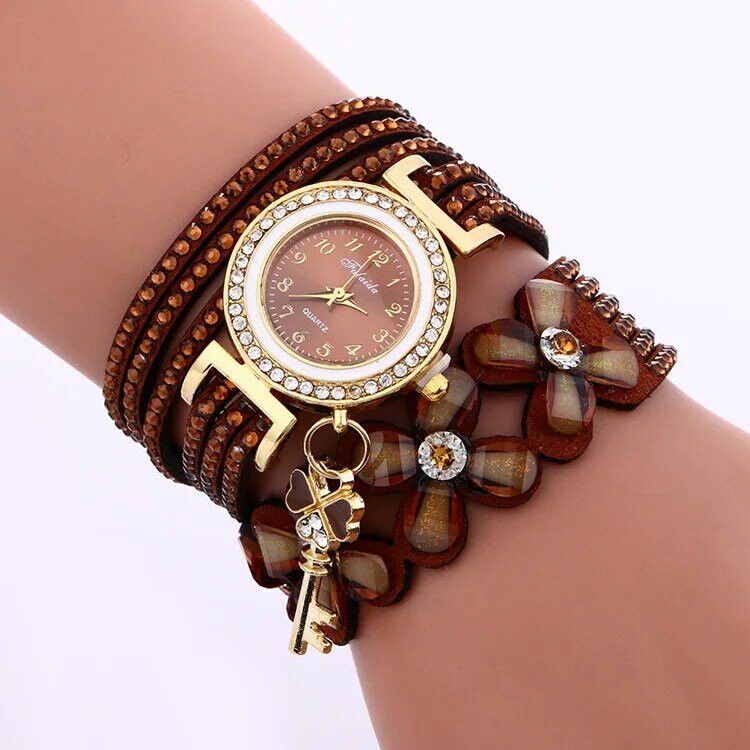 Minhin relógio feminino, relógio de pulso de marca de luxo pulseira com cristais dourados e com strass, relógio casual para mulheres, vestido, faixa de veludo, flor, quartzo, relógios de pulso