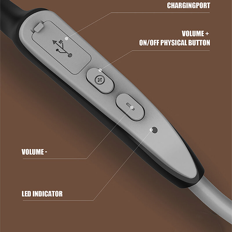 Cuffie senza fili Bluetooth 5.0 cuffie a conduzione ossea cuffie sportive all'aperto con microfono vivavoce