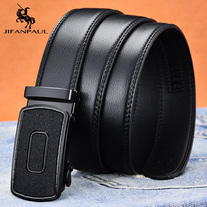 JIFANPAUL Men's leather belt, middle back type fashion trend men's leather belt, business preferred, jeans with black belt#JF-99