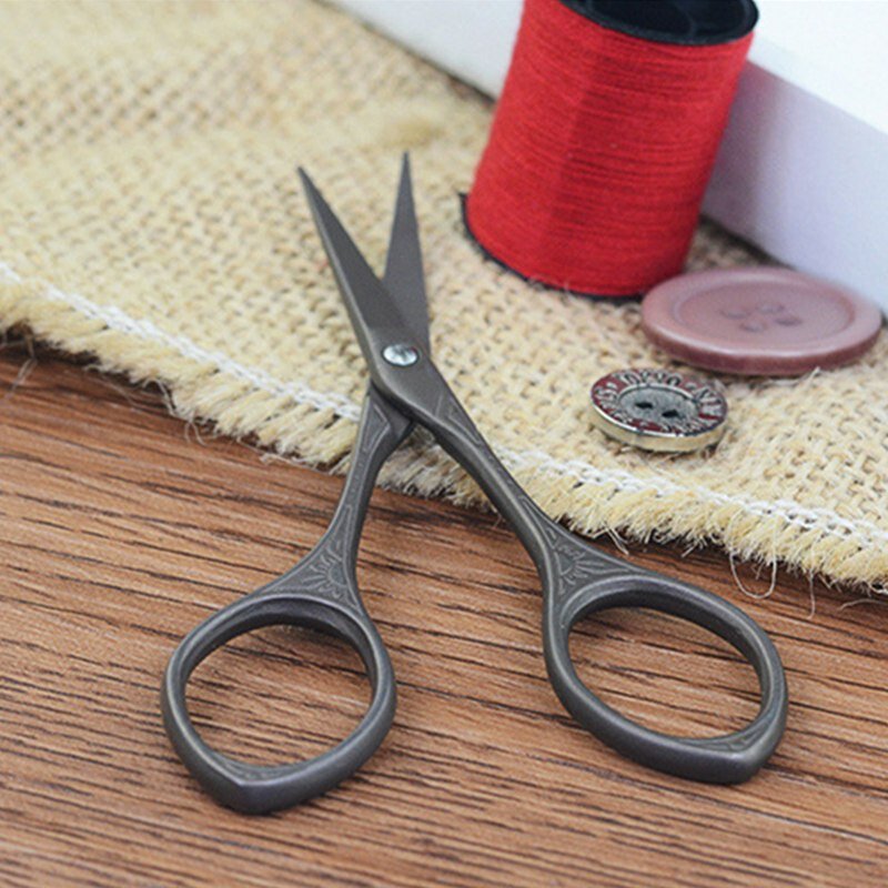 98mm European Vintage Titanium Floral Scissors Tesouras Para Costura Handicrafts Tailor Household Shears Sewing DIY Home Tools