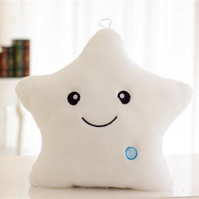 Jouets cadeau pour enfants, 34 cm, jouet créatif oreiller lumineux doux en peluche en brillant avec étoiles colorées LED