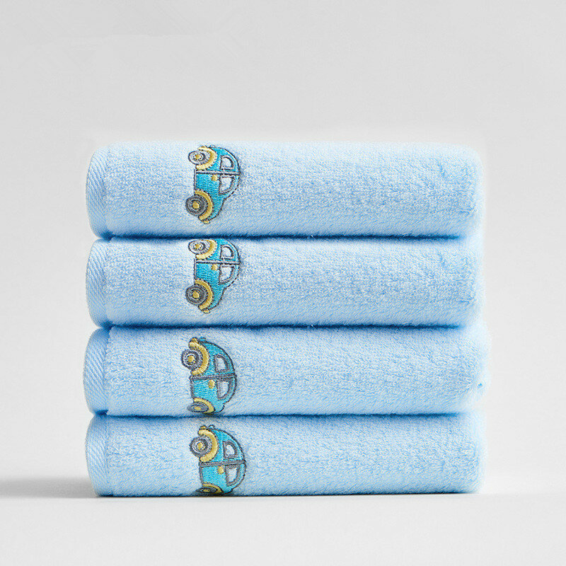 Paño de baño suave para niños, toalla de mano con patrón de animales de coche, Color sólido, 30x30cm, 100% algodón, 1 unidad