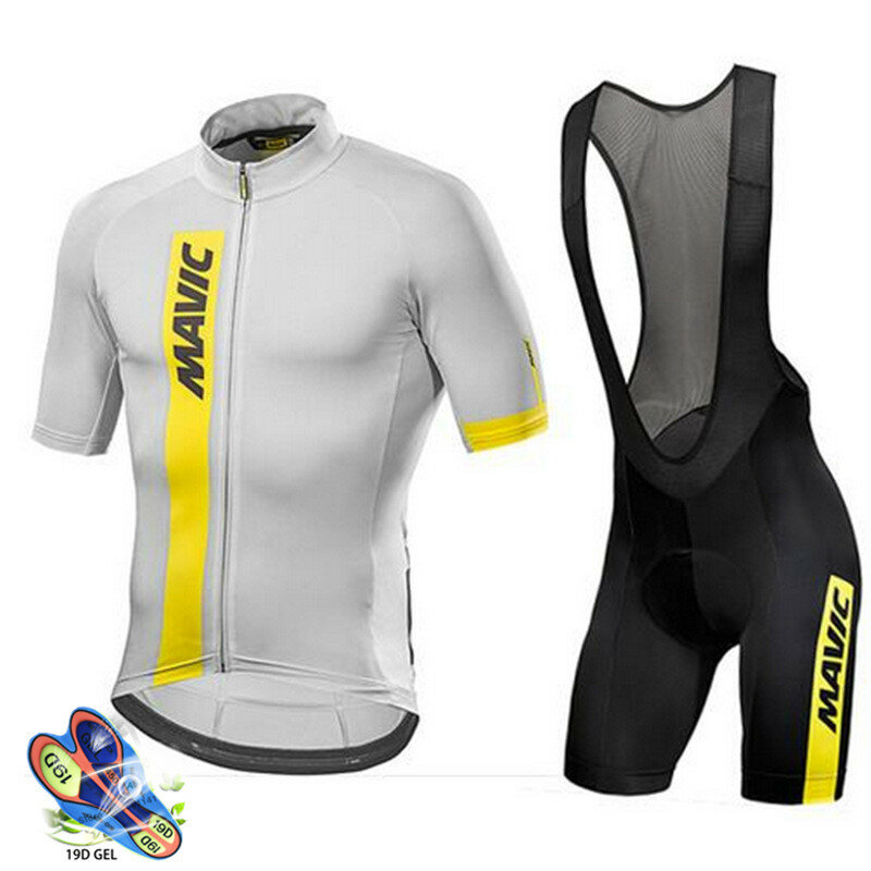 Mavic 2019 summer pro team men's  breathable short sleeve cycling jersey kit ropa ciclismo bicycle bike clothing bib shorts set