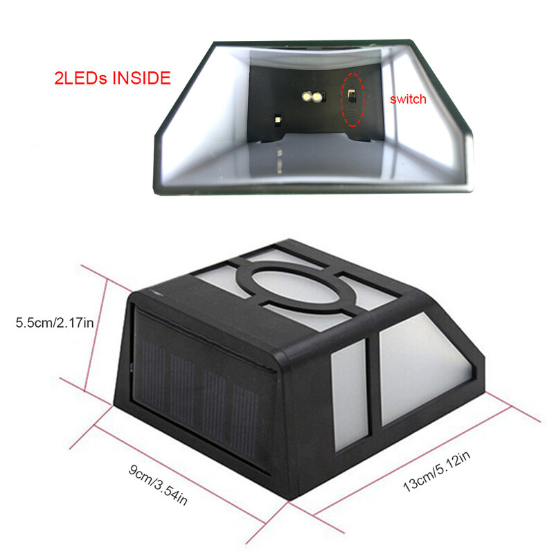 Luz LED Solar impermeable IP55, Sensor de luz para exteriores, lámpara de pared para pasillo, iluminación de punto, 4 paquetes de 6 LED