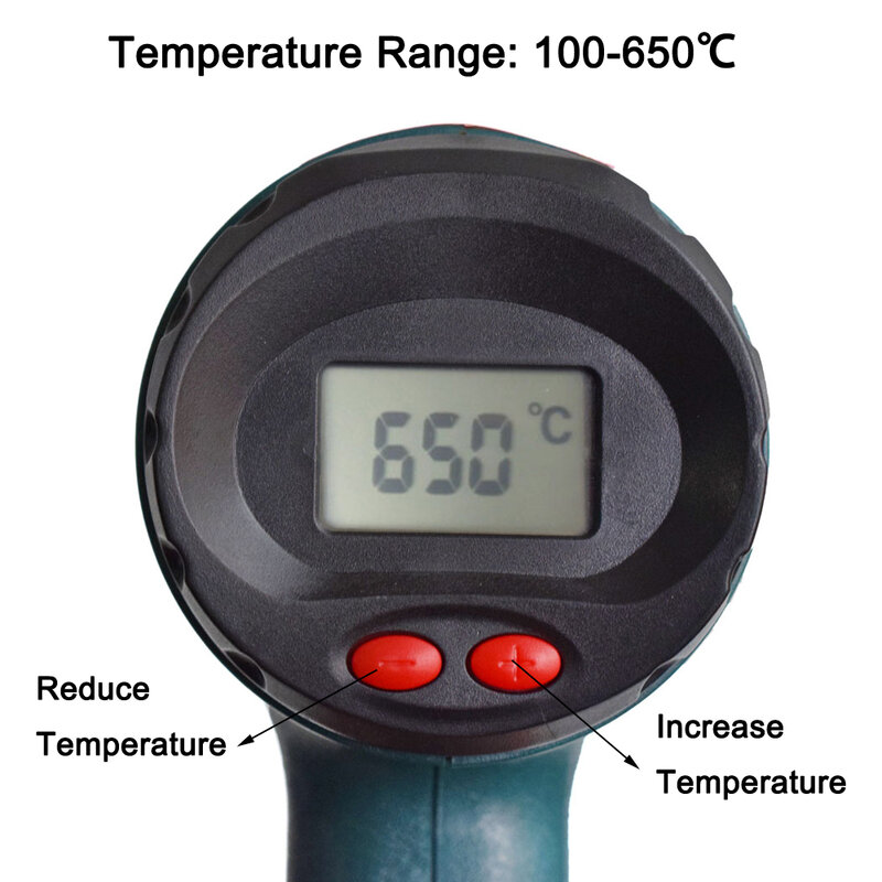 Newacalox-産業用熱風ガン,lcd温度調節器,2000w,220v,euプラグ用,熱エンベロープ付きヒートガン,ヒーターノズル