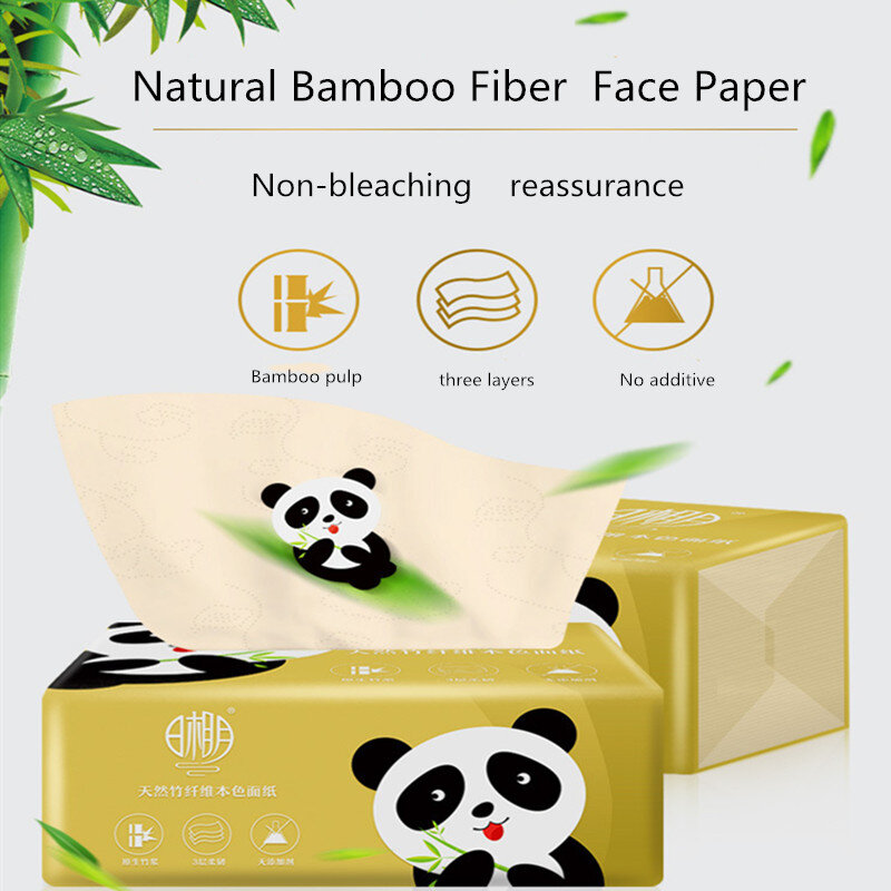 6 Packs/Set Natuurlijke Kleur Papier-Tekening Servetten Met Zon Maan Inheemse Pure 3-Layer Bamboe Pulp gezicht Tissue