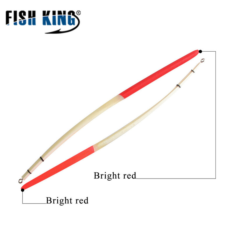 FISH KING – flotteur de pêche à queue dure, avec anneaux, 2 couleurs, plume de paon, 10 pièces/lot