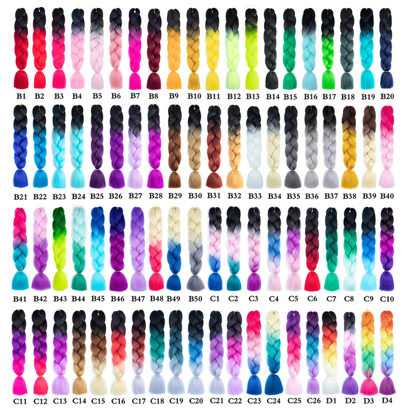 100G 24Inch Single Ombre Color Glowing For Hair Wholesale Synthetic Hair Extension Twist Jumbo Braiding Hair