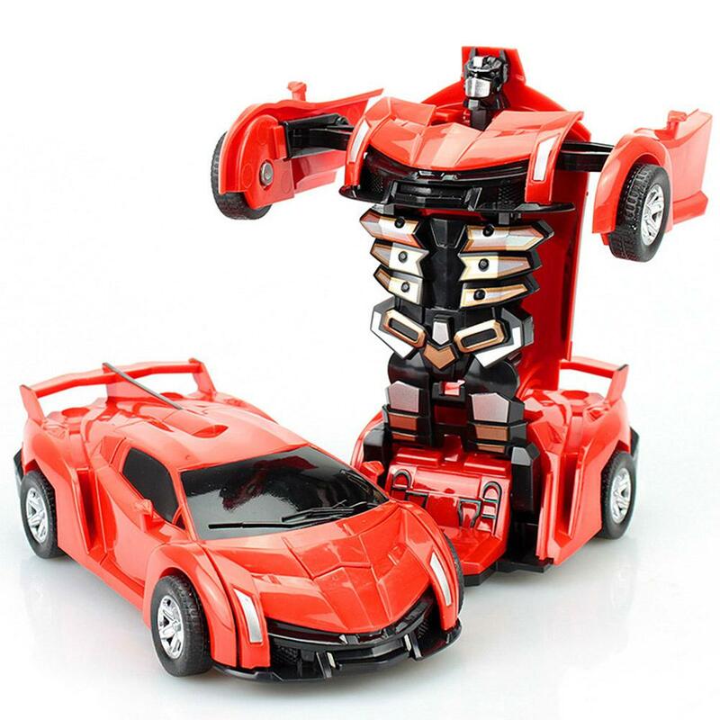 RCtown Mini coche que se transforma Robot de juguete de deformación de dibujos animados choque PK coche de transformación inercial Robots Juguetes Para Niños zk25