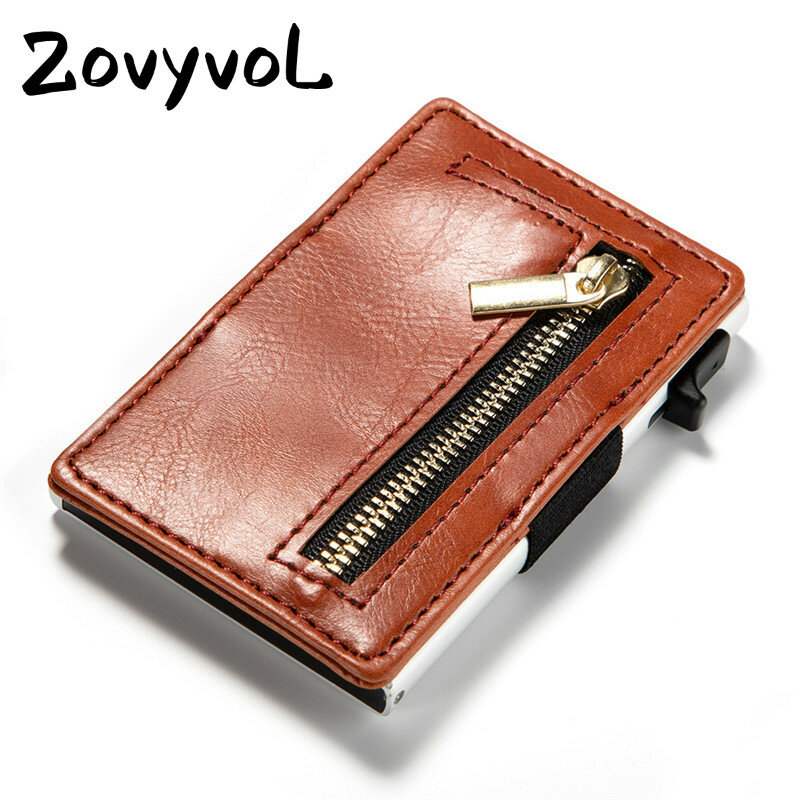 ZOVYVOL – porte-cartes de crédit, en cuir PU, Fiber de carbone, noir, portefeuille, porte-cartes, blocage RFID, nouveauté 2019