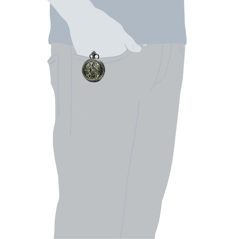 SEWOR hommes spécial rétro marron fleur motif montre de poche hommes mode vert cadran lumineux montre mécanique C202