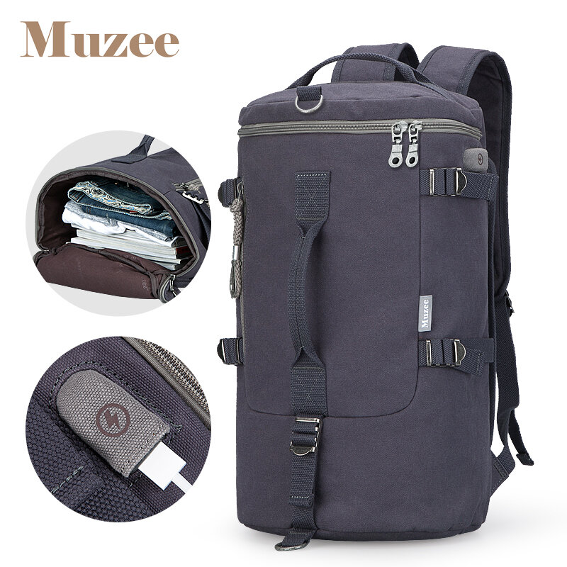 Muzee-حقيبة ظهر عالية السعة للرجال ، حقيبة سفر ، حقيبة كتف ، حقيبة قماشية ، دلو ، للرجال