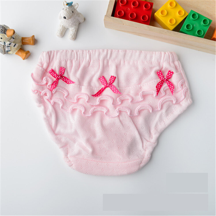 Ropa interior para bebé de 0 a 2 años, pantalones cortos de algodón con lazo de madera para las orejas, color rosa y blanco, 2 unids/lote