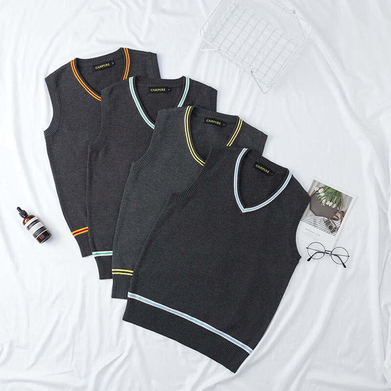 ผู้ใหญ่เสื้อกันหนาวV-Neckเสื้อกันหนาวเอวสีดำAll-Matchทุกวันเสื้อผ้าชุดคอสเพลย์Harrisเครื่องแต่งกาย