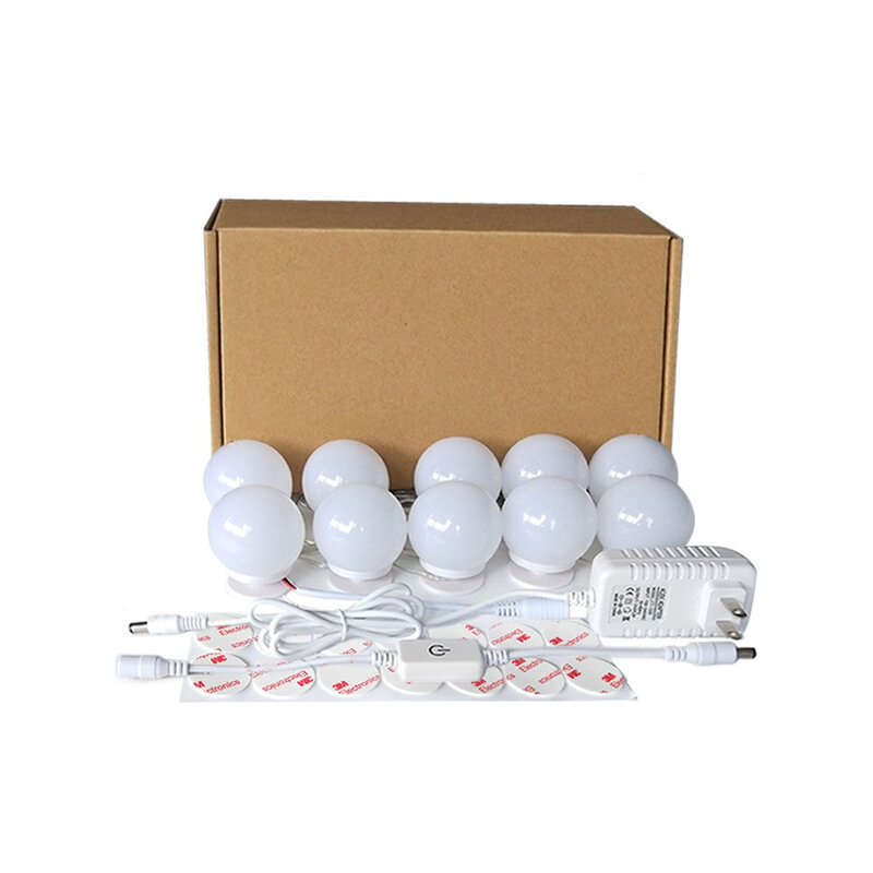 Kit de 10 ampoules LED pour miroir de maquillage, 110/220V, luminosité réglable