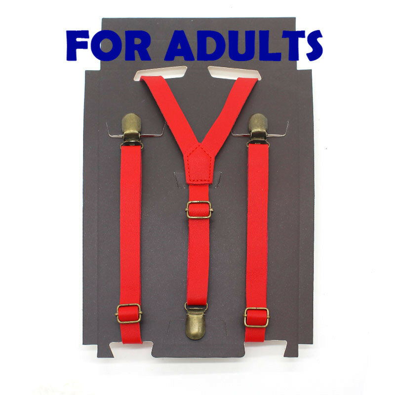 ZHIAO Vintage ความกว้าง 1.5 ซม. บุรุษ/ผู้หญิง Pu สังเคราะห์หนัง Suspenders Y กลับ 3 คลิปสีดำสีน้ำตาลสีแดง Claret
