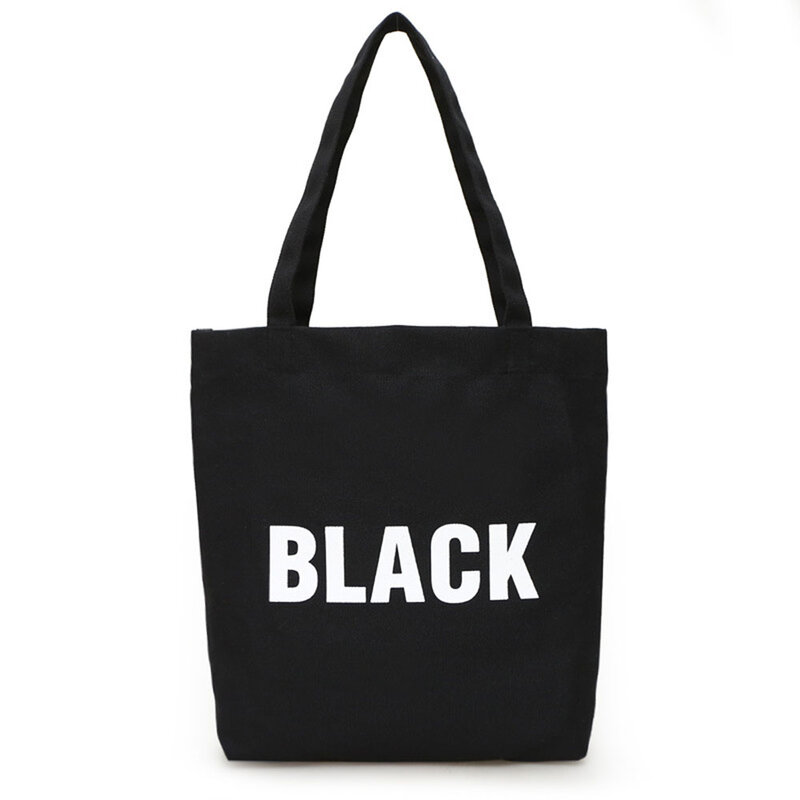 2019 bolsa de mão feminina masculina de alta qualidade, sacola de lona reutilizável, de compras de alta capacidade, impressão de letras concisas