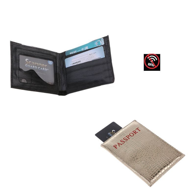 Protetor portátil de cartão de crédito, rfid, bloqueio de sinais nfc, escudo seguro para capa de passaporte, bolsa