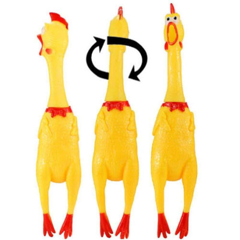참신 비명 고무 치킨 짜기 완구 ADHD 어린이를위한 16cm 사운드 장난감 성인 안티 스트레스 장난감 Shrilling 노란색 닭