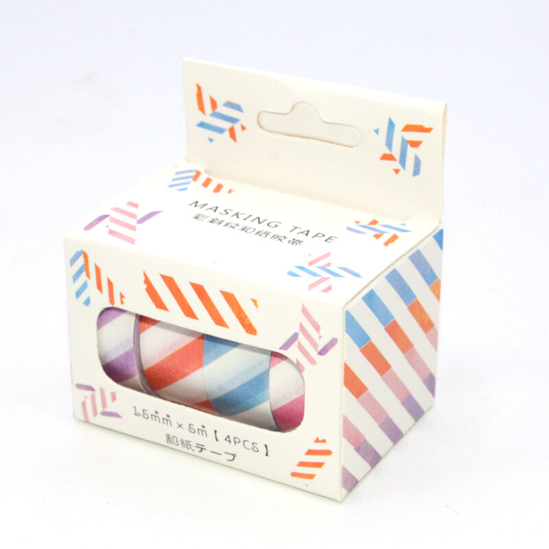 4 Pcs 15mm Washi Tape Set Grid Stationery Vintage Decorada Stickers Pegatinas Scrapbook Adhesive Tapes Stripe Decorative