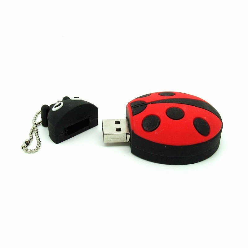 Ladybug pen drive usb2.0, flash drive fofo beetles de desenho, memória de capacidade real, usb flash drive 64g 32g 16g 8g 4g