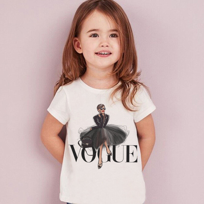Kaus Anak Perempuan Cetak Putri Mode Atasan Anak Perempuan Mode Kawaii Harajuku Kaus Anak Perempuan Kasual Kartun Leher Bulat Lengan Pendek