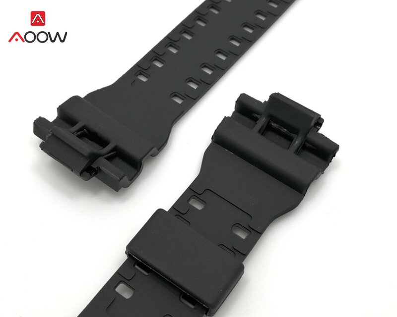 Pulseira de relógio de silicone de 16mm, pulseira para casio g shock preta esportiva à prova d'água, acessórios de pulseira